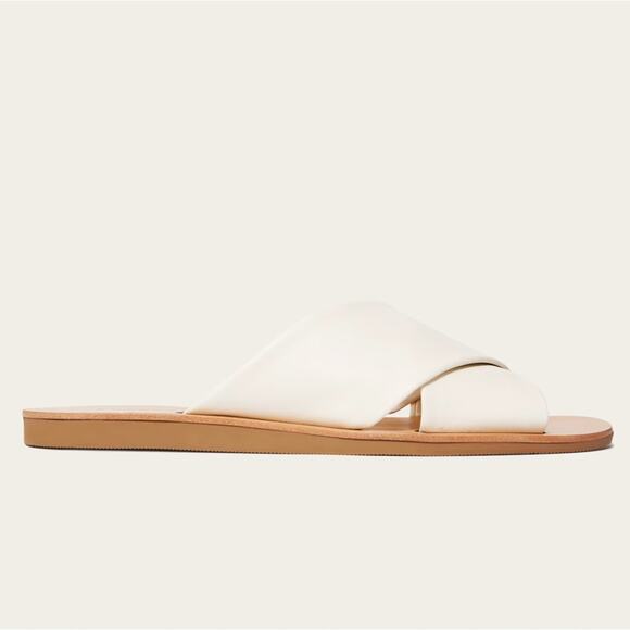 Everlane Day Crossover Sandals Size 5.5 Leather Cream Flat Slip On New w/o Box - Picture 3 of 9